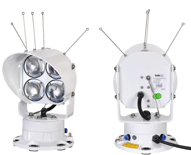 LED high-intensity marine range light, front and rear view